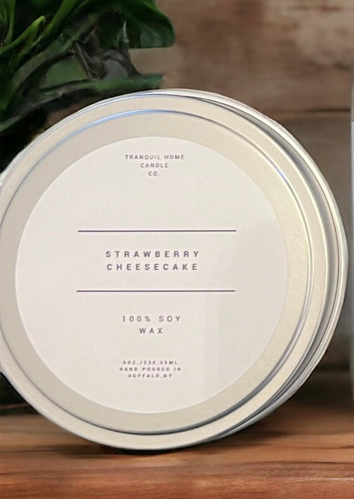 STRAWBERRY CHEESECAKE 8oz. Tin Candle