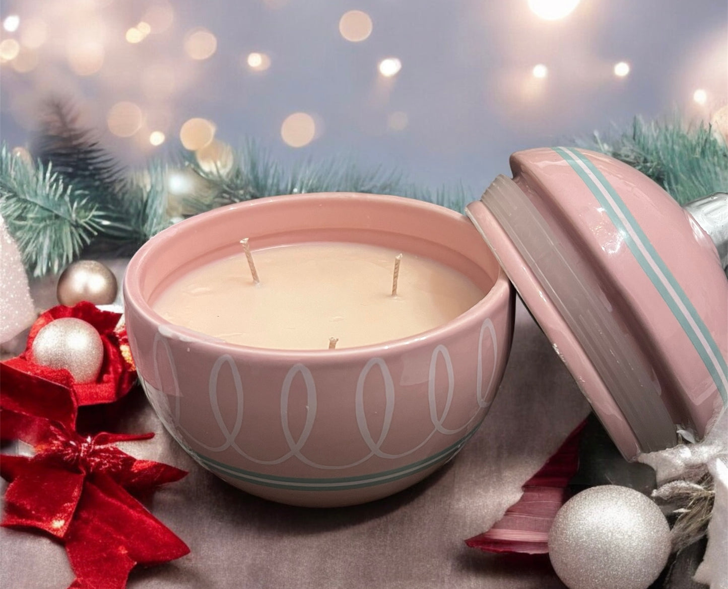 Pink Peppermint 18 oz. Christmas Ornament 3Wick Soy Candle