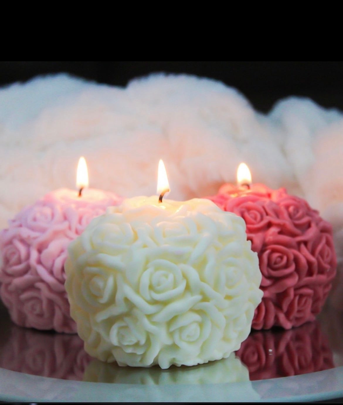 Strawberry Cheesecake Rose Ball Soy Candle